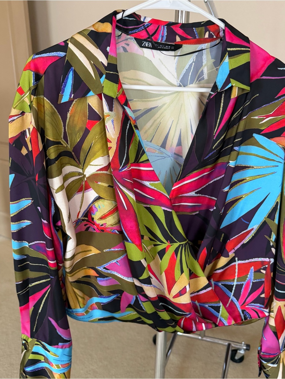 Zara Multicolor Tropical Print Blouse S